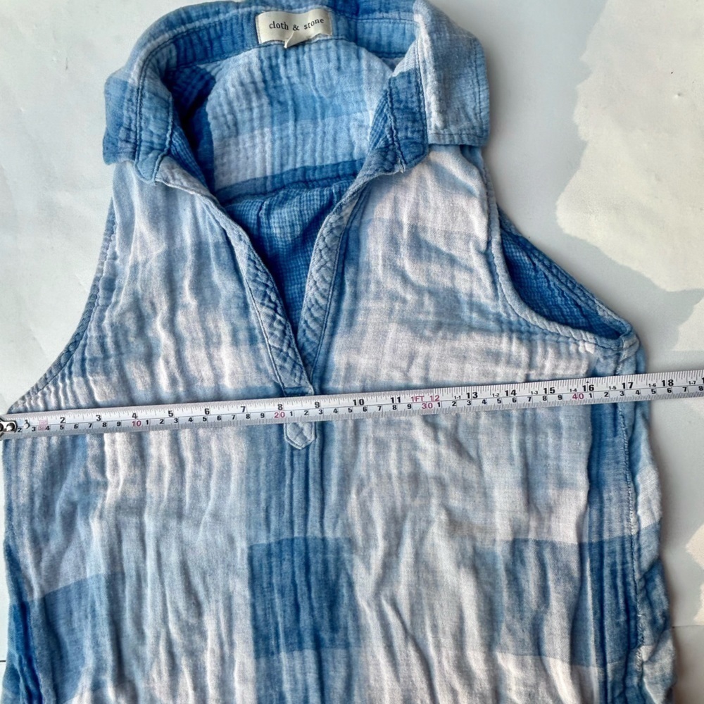 Anthropologie Cloth & Stone Colour Slip On Cotton Short Sleeveless Dress Pockets - Picture 5 of 9